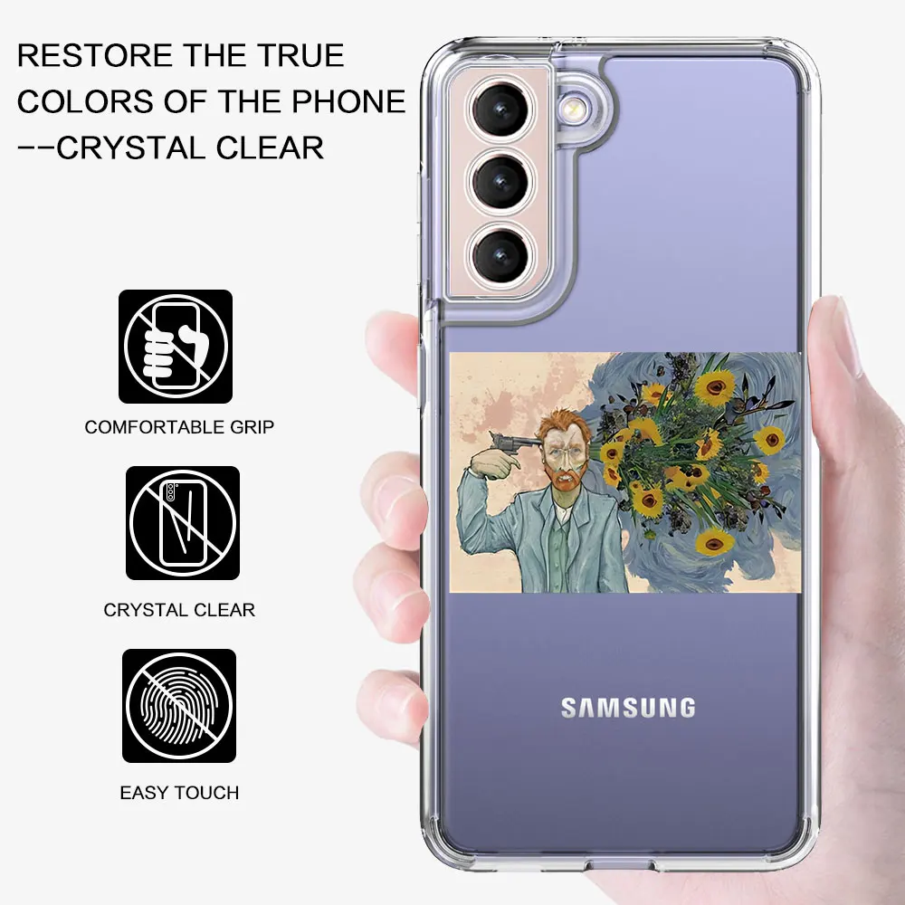 

Чехол для телефона Samsung Galaxy S25 Edge S22 S23 S24 S20 Ultra S21 FE S10 Plus с прозрачным ТПУ и рисунком масляной живописи Ван Гога