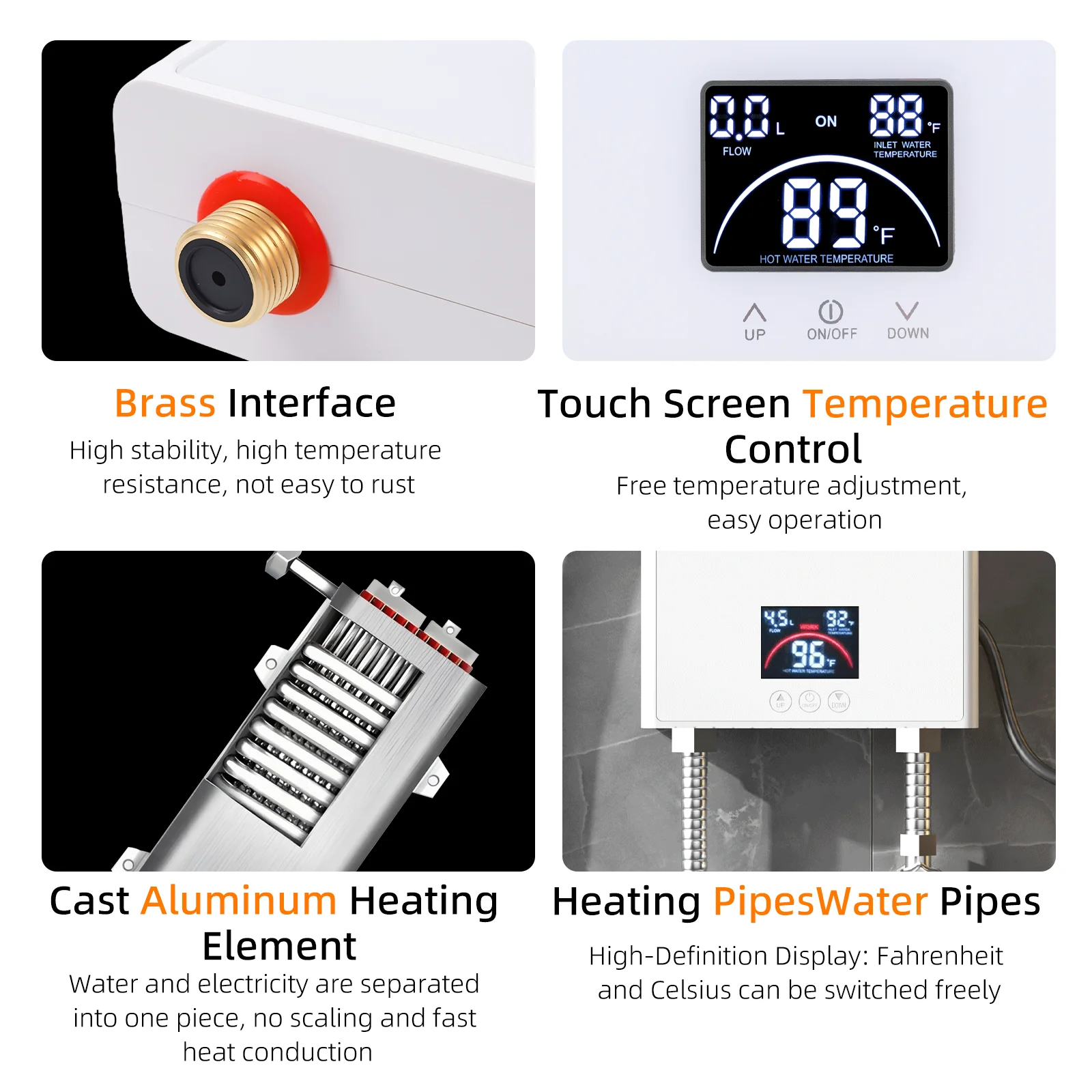 سخان مياه كهربائي صغير بدون خزان مع شاشة ديجيتال للتحكم عن بعد 3000 وات 220 فولت درجة حرارة ثابتة سخان مياه ساخن فوري