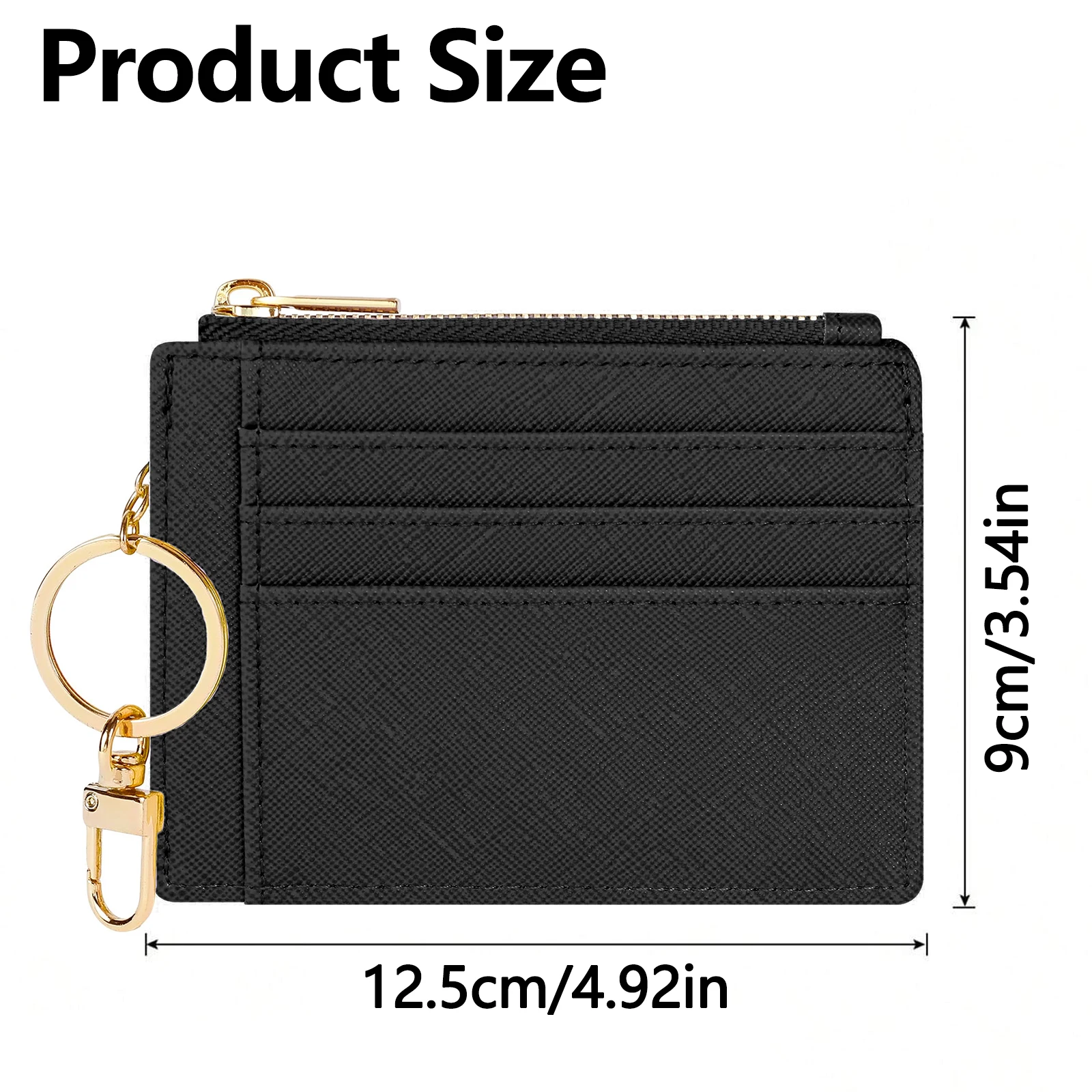 محفظة جلدية للعملات المعدنية، حامل بطاقات، حافظة مفاتيح، 3 فتحات للبطاقات، فتحتان جانبية، نافذة واحدة لبطاقة العمل الشفافة، وجيب واحد بسحاب. ZMT #2