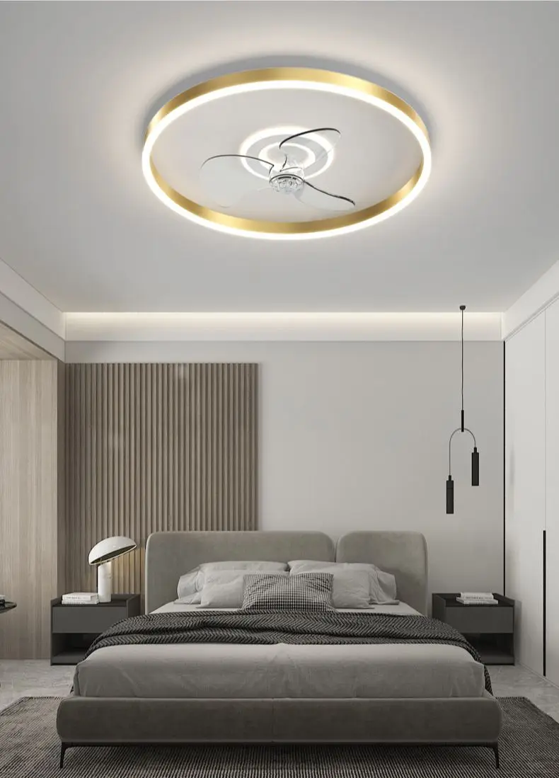 2023 New Modern Simple and Luxury Bedroom Lighting Ceiling Fan Light Restaurant High Wind Silent Ceiling Light with Fan