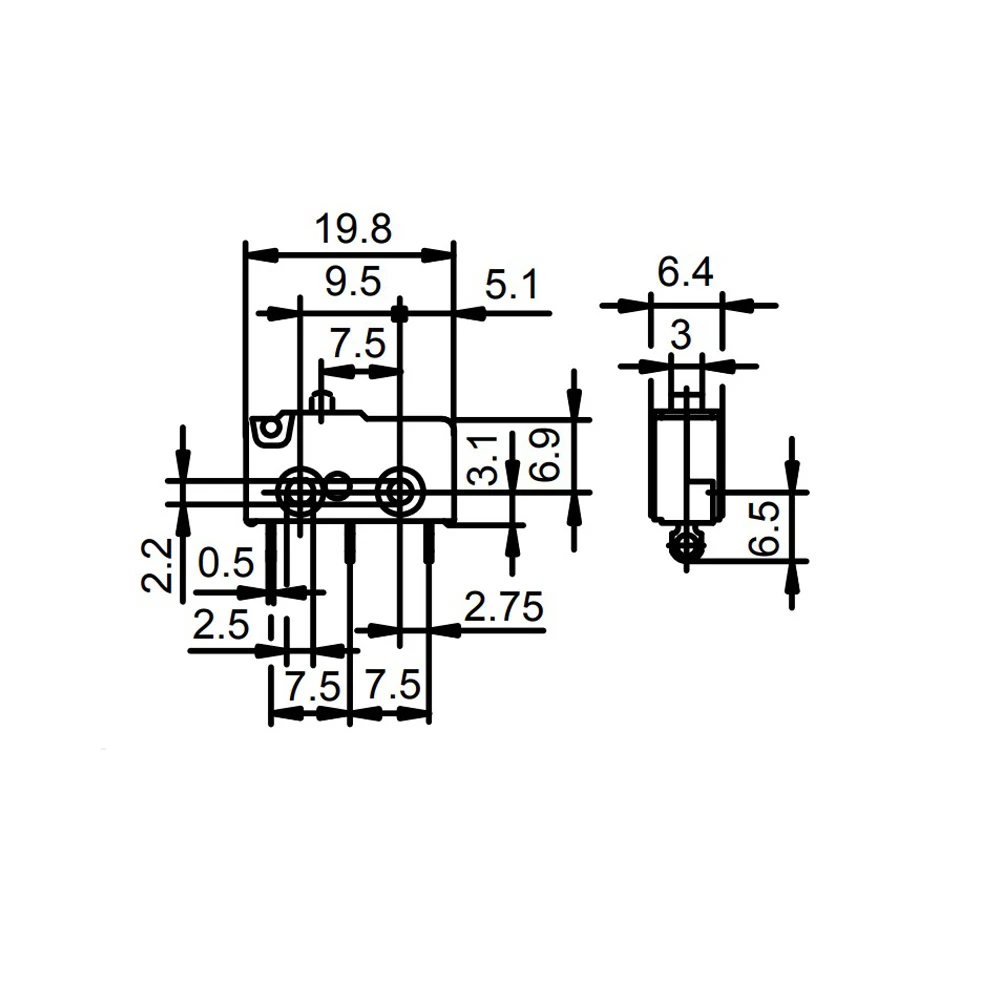 

1PCS 3-Pin Microswitch Travel Limit Reset Mini Switch 5A 250V - Compact Reset Switch for Electronics