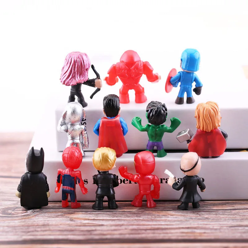 12 Pcs/Set Mini Figures Hulk Thor Spider Man Action Figure Superhero Model Toys For Children Christmas Gifts desktop decorations - view 3