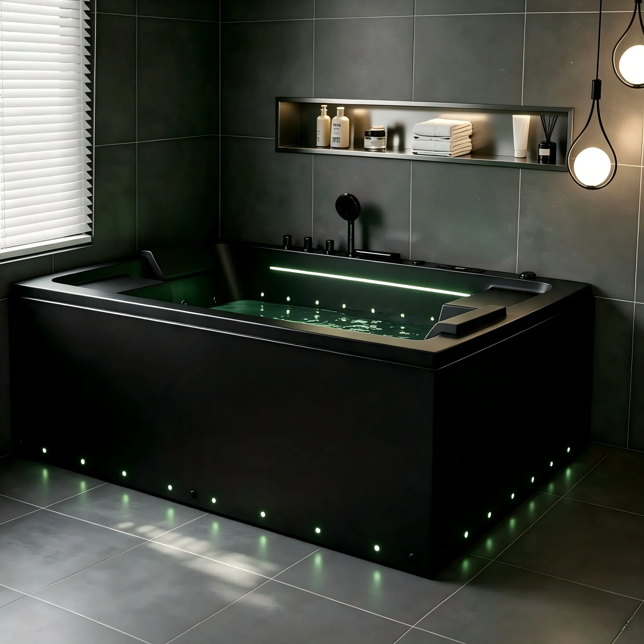 Kinglauren EU Standard Black Rectangle Corner Bathtubs & Whirlpools Modern Apartment Indoor Massage Soaking Bathtub