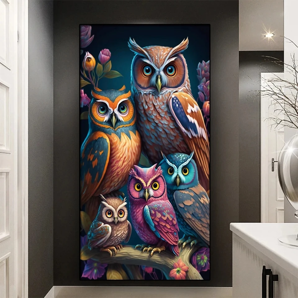 Large Size Owl Family 5d diamond painting New 2024 Magpie Birds Nest Landscape Diy Jewelry cross stitch Full Diamond Mosaic Art