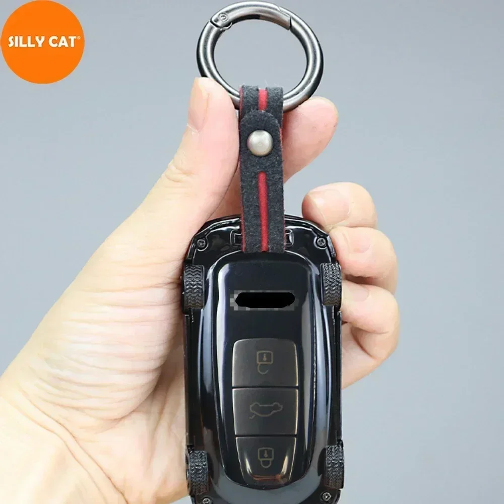 Car Shape Model Car Key Case Cover Fob Suit For Audi 2018-up A3 A6 A7 A8 E-Tron Q7 Q8 RS6 RS7 S3 S6 S7 Smart Remote Key Glove