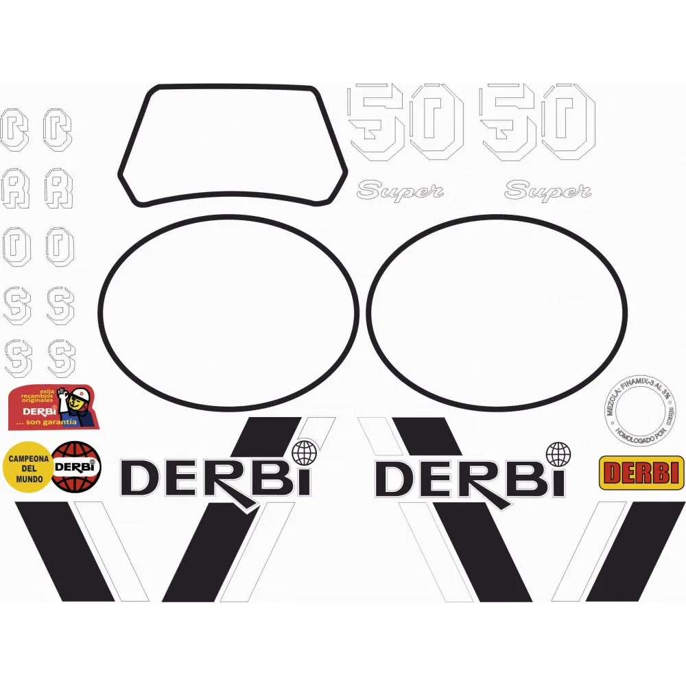 Set of Classic Motorbike compatible stickers  DERBI RD 50