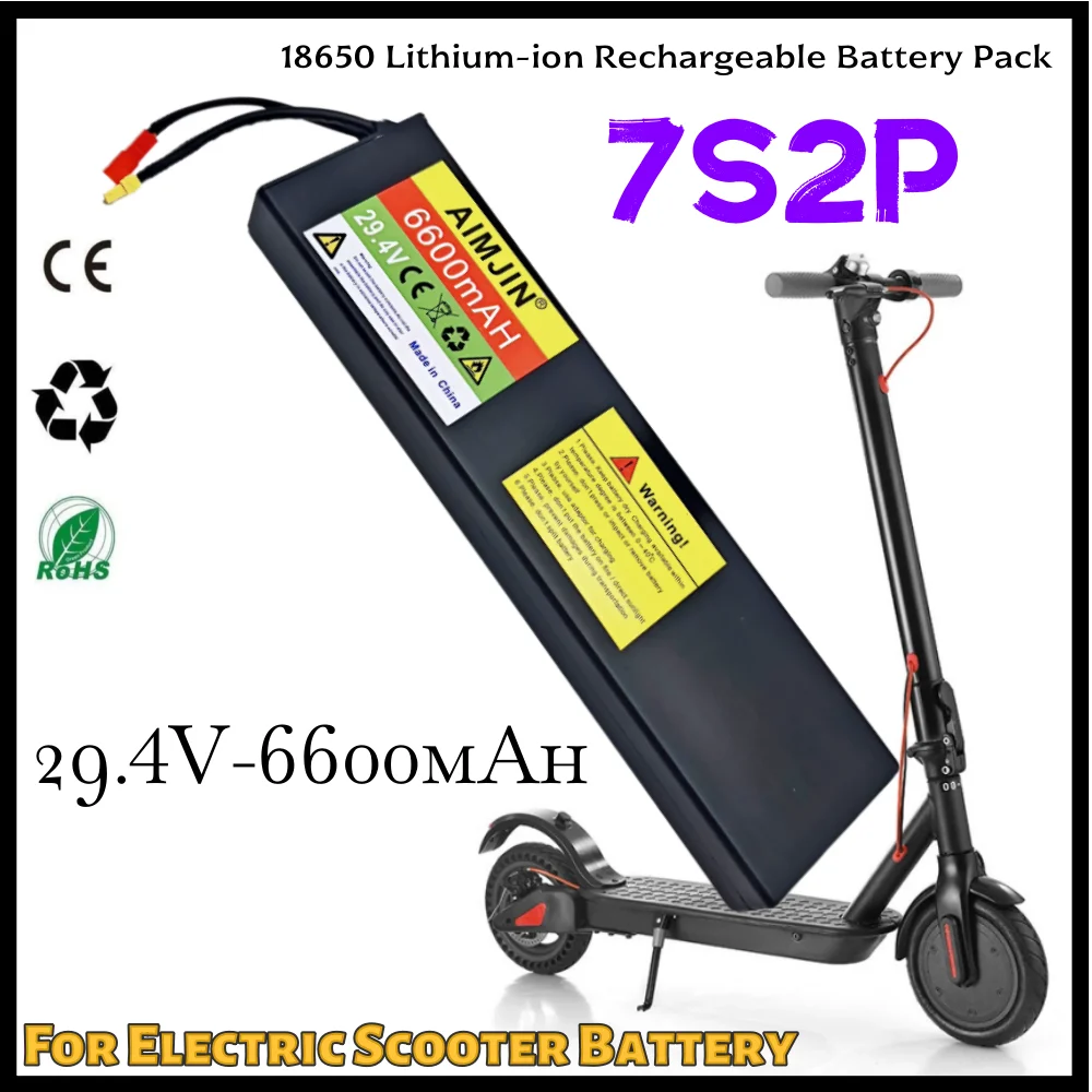 

7S2P 29.4V 6.6Ah 18650 Li-ion Rechargeable Battery Pack For 29.4V Electric Scooter
