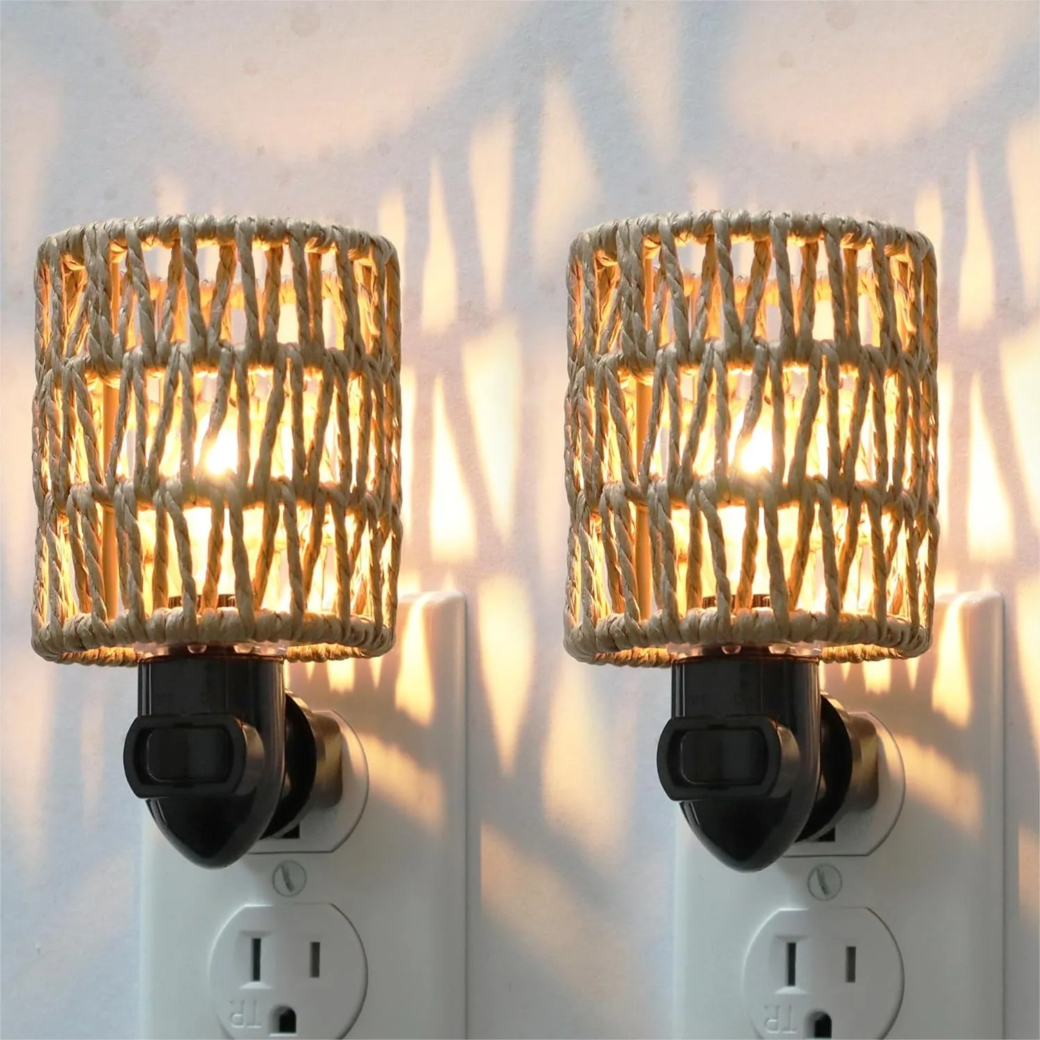 

Boho Plug in Night Light with Switch, 2-Pack Farmhouse LED Night Lights for Nursery, Bedroom, Bathroom, Hallway