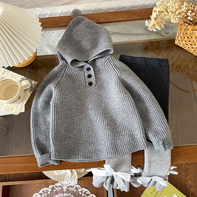 

Girls Sweater Leggings Children's Suit2025Autumn Baby Leggings Autumn Clothes Children's Sweater Two-piece Set