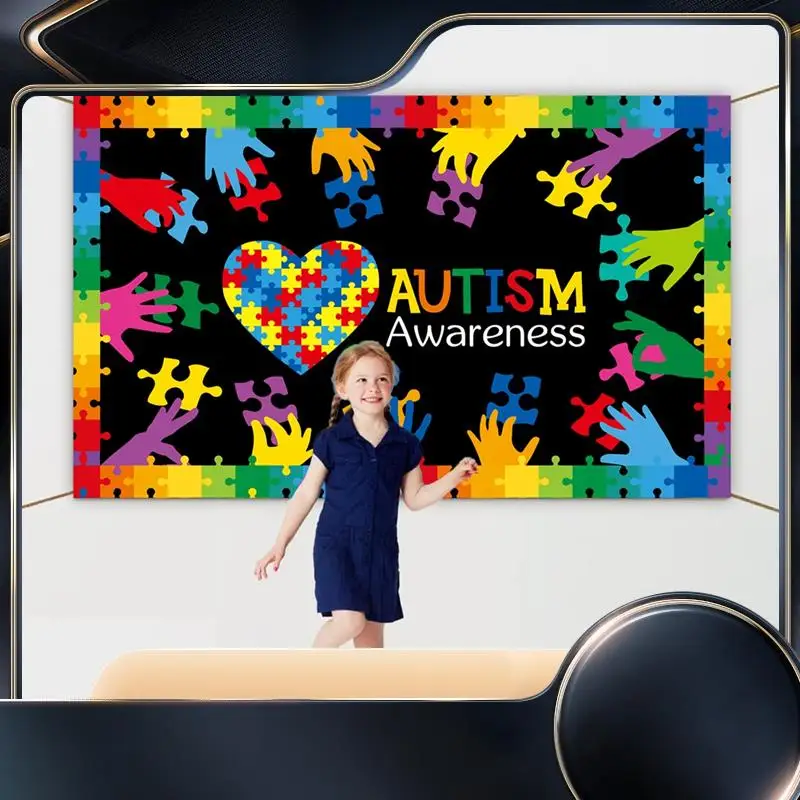 

180X115cm Photography Background Fabric World Autism Day Banner Background Decor Party Scene Setup Background Fabric-N34R