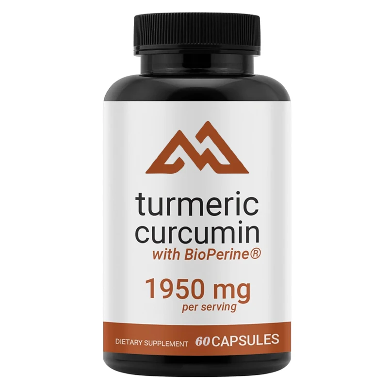 95% Curcumin Nutrients, 1950mg per serving. High quality turmeric supplement with 60 BioPerine high absorption capsules