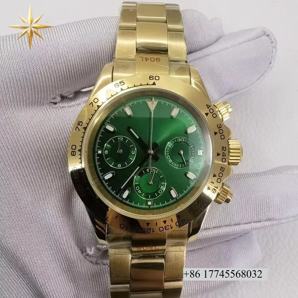 

Customizable LOGO Top Mechanical Watch 4130 Movement 40mm Dial Diameter Electroplated Thick Gold case
