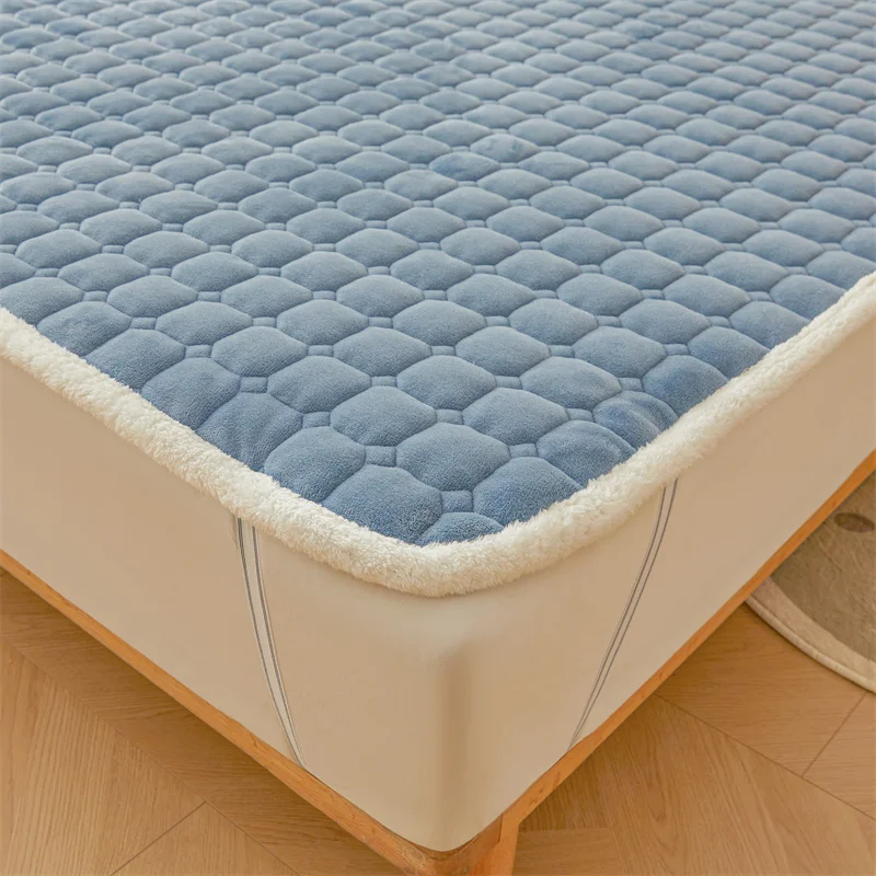 Colchão de flanela acolchoado para adultos e crianças, folha plana quente, capa macia, impressão de moda, inverno