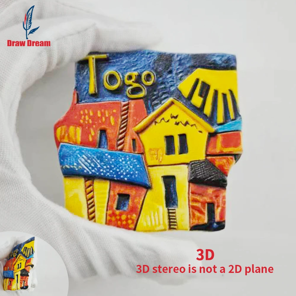 1 Stück Togo Kreativer 3D-geprägter Kühlschrankmagnet, Weltreise-Souvenir-Kollektion, geeignet für Heim- und Bürodekoration, personalisierter exklusiver Reise-Souvenir-Magnet, Heimdekoration, Küche,