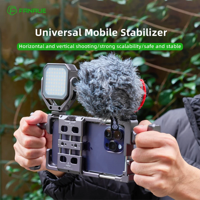 FANAUE-jaula Universal para teléfono inteligente, fotografía para iPhone 15, 14, 13, Samsung, Huawei, Xiaomi, OPPO, videovigilancia, Vlogging