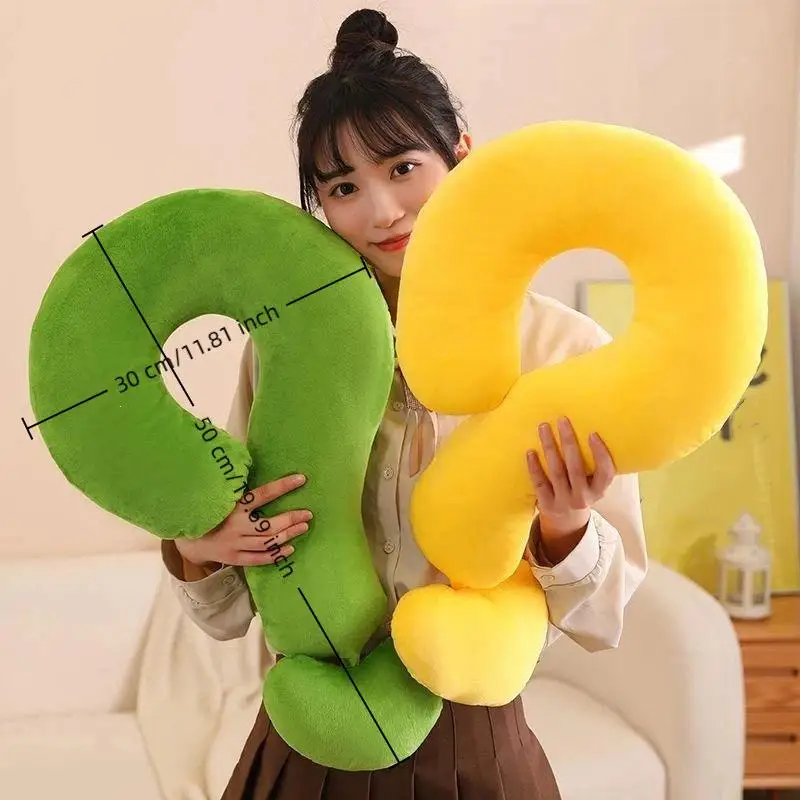 Ergonomic Long Question Shaped Neck Pillow Soft Plush Comfort Support For Travel Office Nap Long Trips