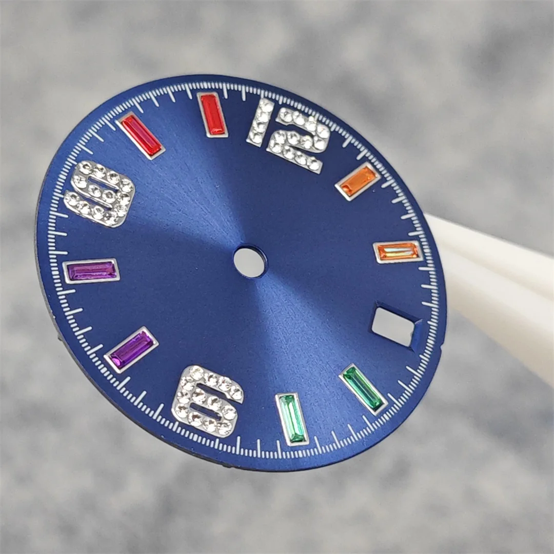 28.5mm Watch Parts Watch Dial Sun Pattern Rainbow Scale Watch Faces Modification Accessories for NH35/NH36/4R/7S Movement