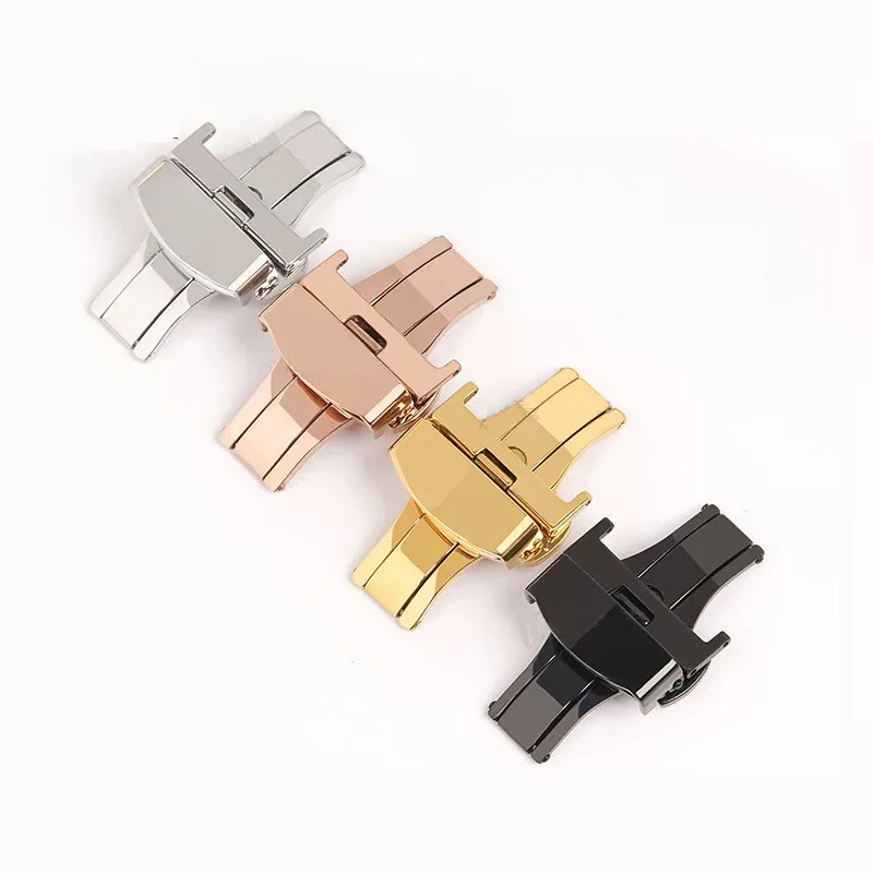 

1Pcs Stainless Steel Butterfly Buckle Button Watch Band 12-22mm Watchbands Clasp accessories Double Button buckle