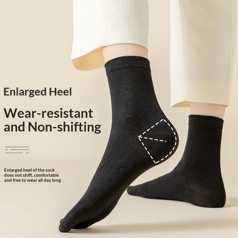 Women Japanese Tabi Split Toe Shoe Insoles, Thin Cotton Sweat Wicking Deodorant Solid Color Mid-Calf Foot Pads