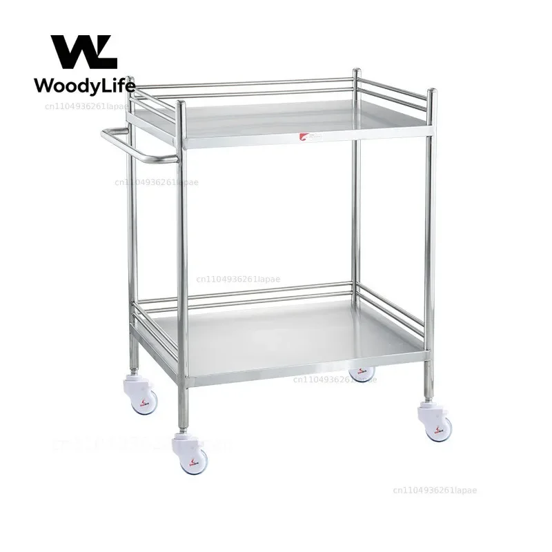 Stainless Steel Medical Cart Thick Multi-Layer Beauty Salon Cart with Wheels for Hospital Use and Treatment Cart