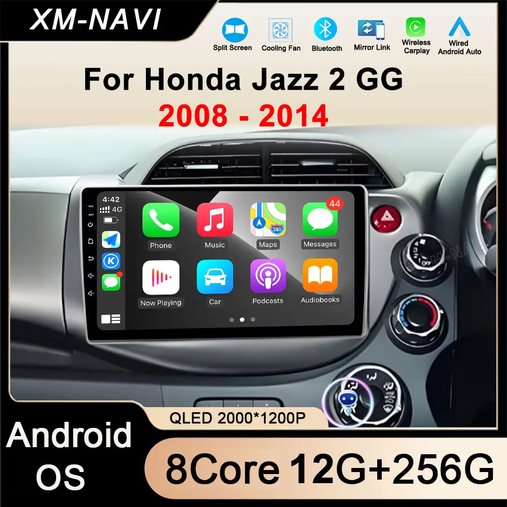 

Navigation GPS Android 14 Car Radio For Honda Jazz 2 GG 2008 - 2014 Fit 2 GE GP GE 2007 - 2014 RHD Multimedia Player Stereo