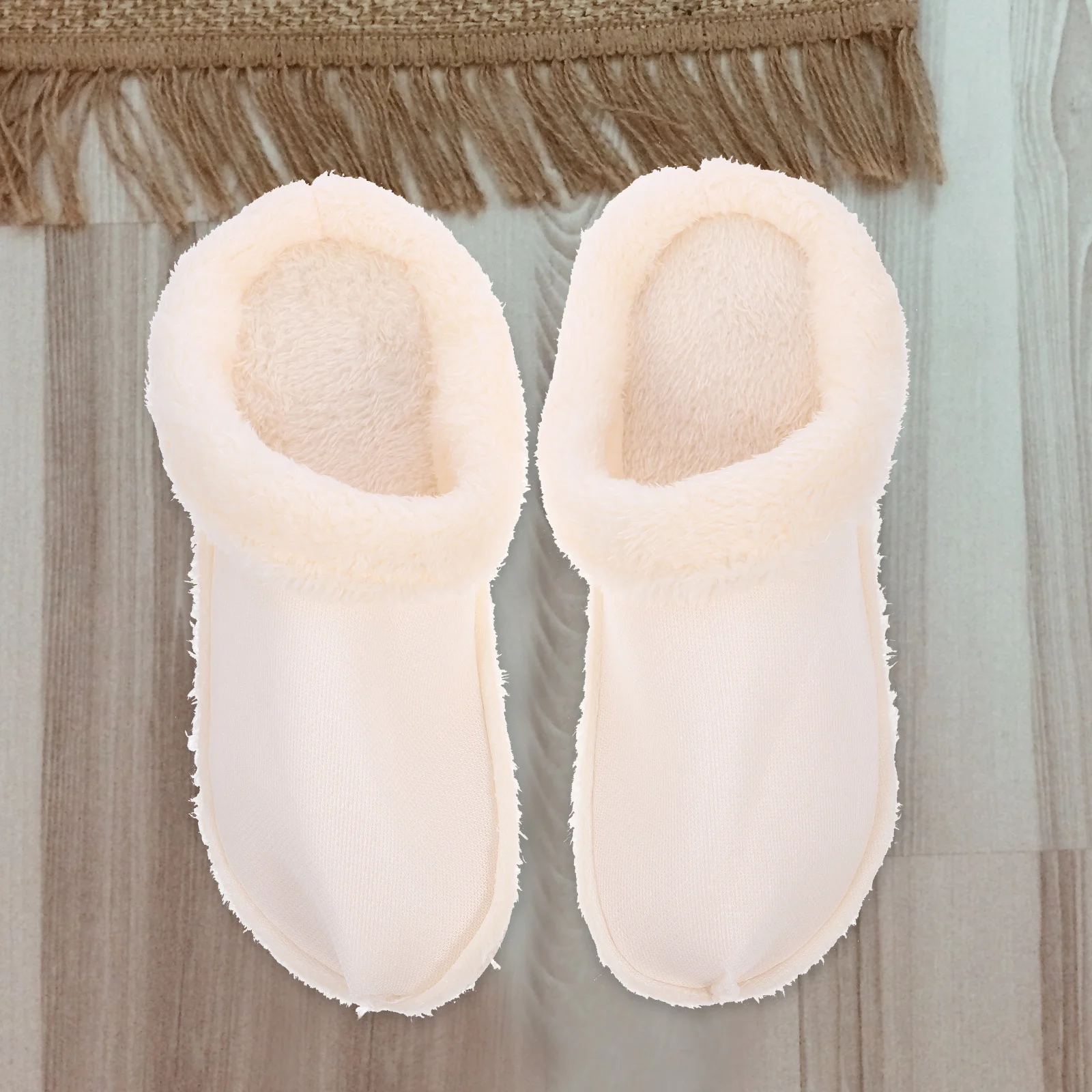 House Slippers for Woman Velvet Lined Shoe Covers Insert Mop Fuzzy Insoles Women White Child