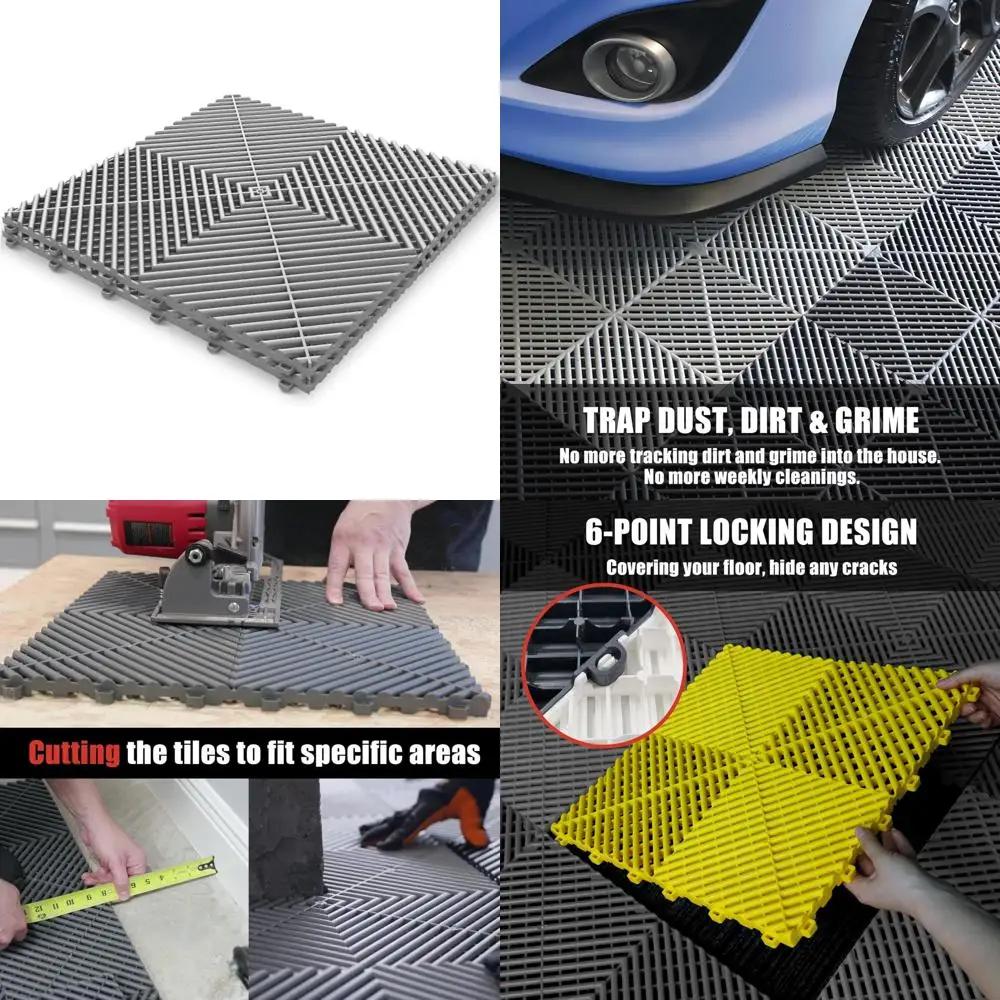 Rutschfeste, ineinandergreifende Kunststofffliesen für Garagenböden, 50 Stück, 15,7 x 15,7 Zoll, ideal für die Garagenorganisation und die Aufbewahrung