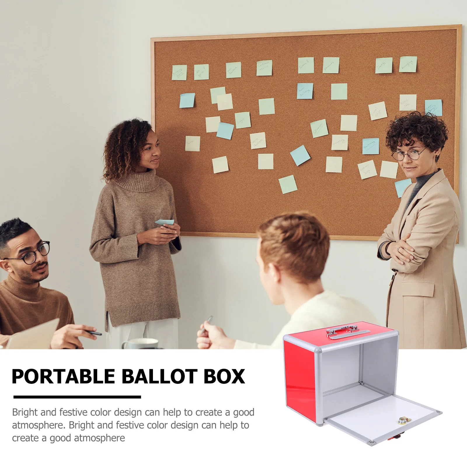 

1Pcs Voting Box Ballot Box Red Heavy Duty Portable with Reinforced Edges Lockable Election Supply Storage Container