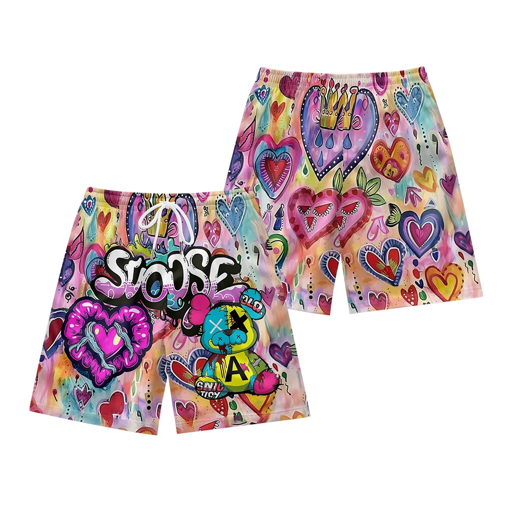 Buntes Teddybär-Graffiti-Muster, geeignet für den täglichen Gebrauch, lässiger Trend, Strand-Sports horts mit Kordel zug für Sommer männer