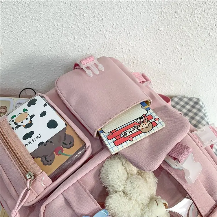 Esthetische schooltassen met Kawaii Pin en leuke