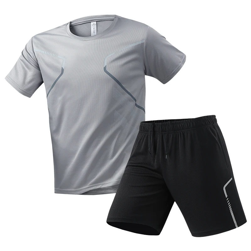 

Men's Sports T-shirts Sets Running Color Block T-shirt Quick-dry Breathable Short Sleeve Tee Outdoor Workout Summer Tracksuit