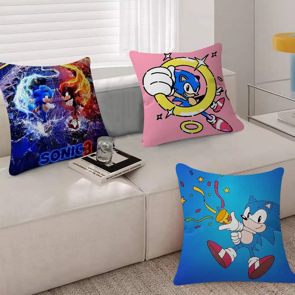 Cool Anime S-Sonics-c Characters Pillow Case For Sofa Decor Car Office Room Printing Cushion Cover Decorations And Protector