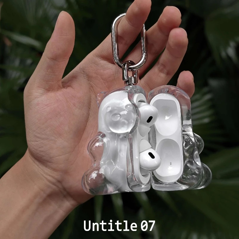 Gummy Bear หูฟังหมีน่ารักสําหรับ Airpods 4/3/Pro/Pro2 กรณีโปร่งใสหูฟังหูฟังอุปกรณ์เสริม