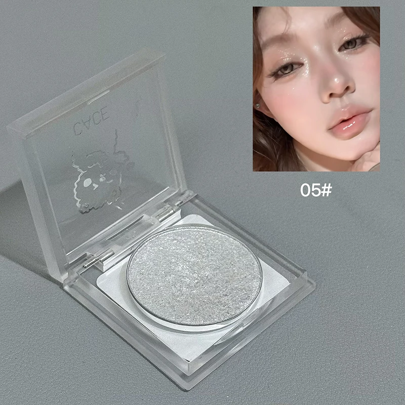 CACE Polvo Iluminador Monocromático con Brillo, Maquillaje de Ojos Brillante, Textura de Puré, Paleta de Iluminadores con Brillo Diamante