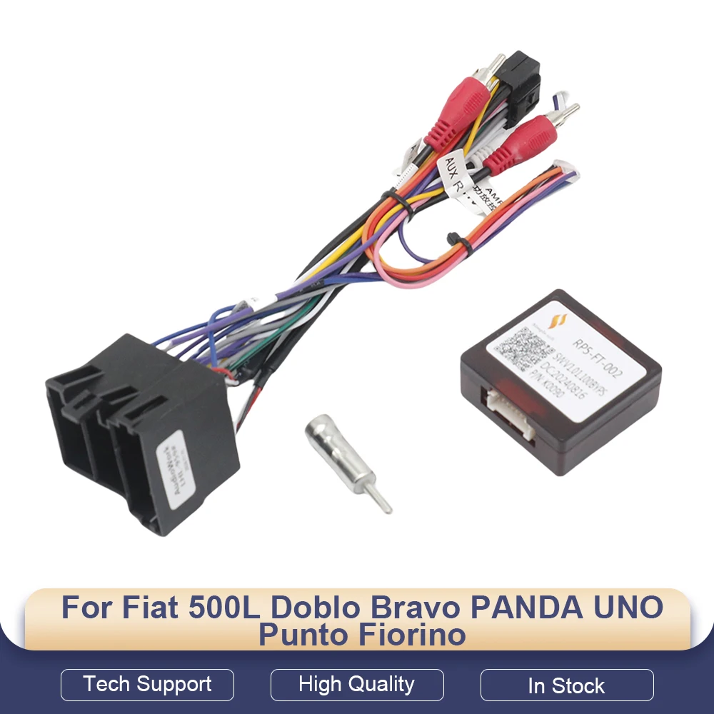 for Fiat 500L Doblo Bravo PANDA UNO Punto Fiorino HiWorld CANBUS 16 Pin Wiring Harnss Power Cable Android Car Radio