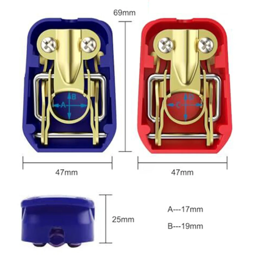 2 Pairs Car Battery Clips Quick Release Battery Terminals 6.8 X 4.8 X 2.5cm Iron-plated Copper Battery Cables Connectors