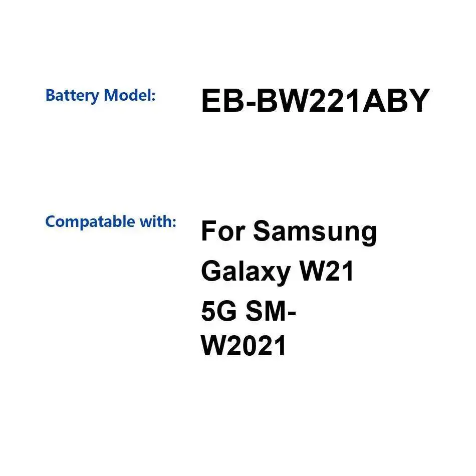 

2235 мАч для Samsung Galaxy W21 5G SM-W2021 долговечный аккумулятор для мобильного телефона EB-BW221ABY