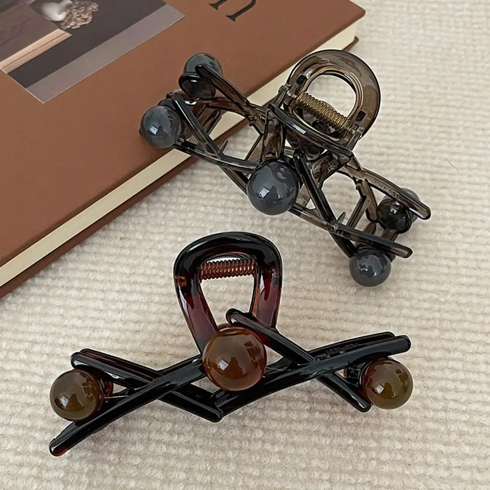 

Модный матовый жемчужный коготь для волос, пластиковый корейский стиль, бусина для волос, зажим для волос, полый большой зажим в виде акулы для девочек