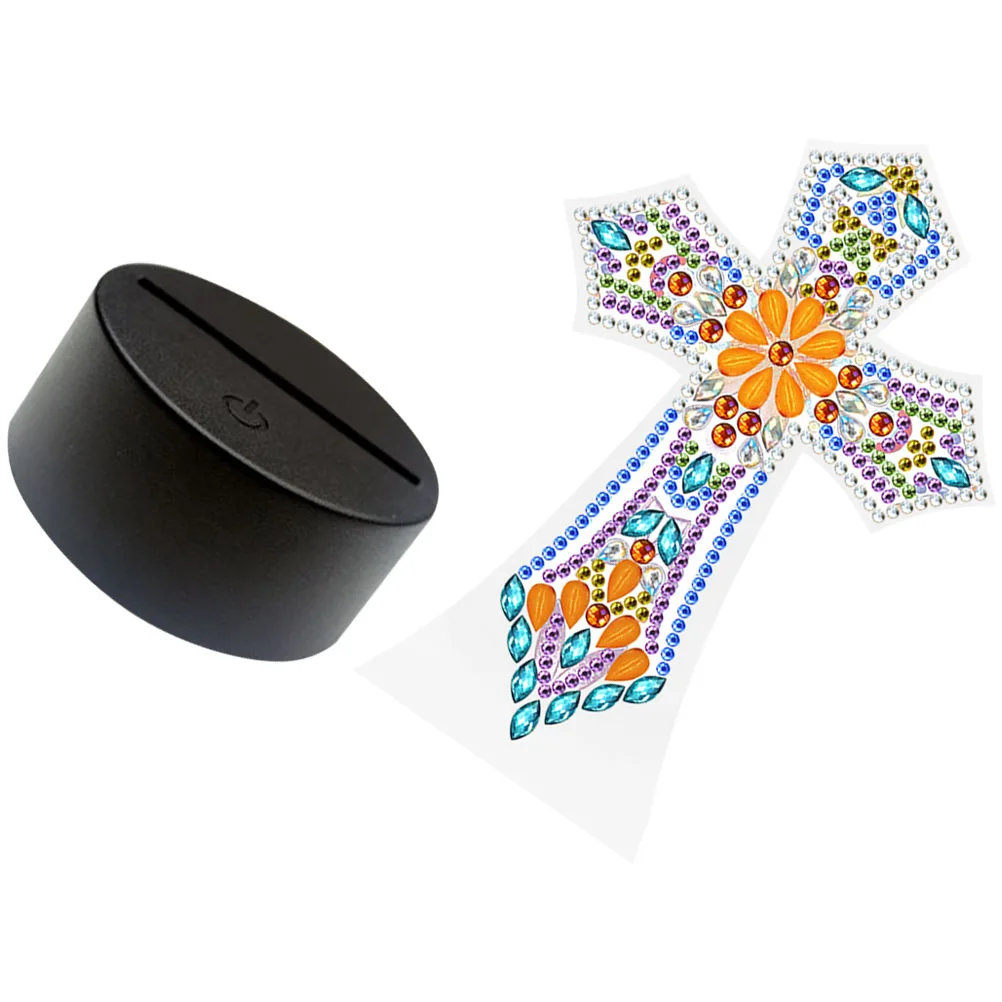 

DIY Cross Shaped Diamond Night Light Small Table Bedside Lamp for Bedroom Decor Unique Home Ornament Rhinestone Painting
