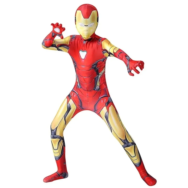 Kids Adult Iron Man Cosplay Costume Bodysuit Jumpsuit The Avengers Superhero Spiderman Halloween Carnival Party Cosplay Costume