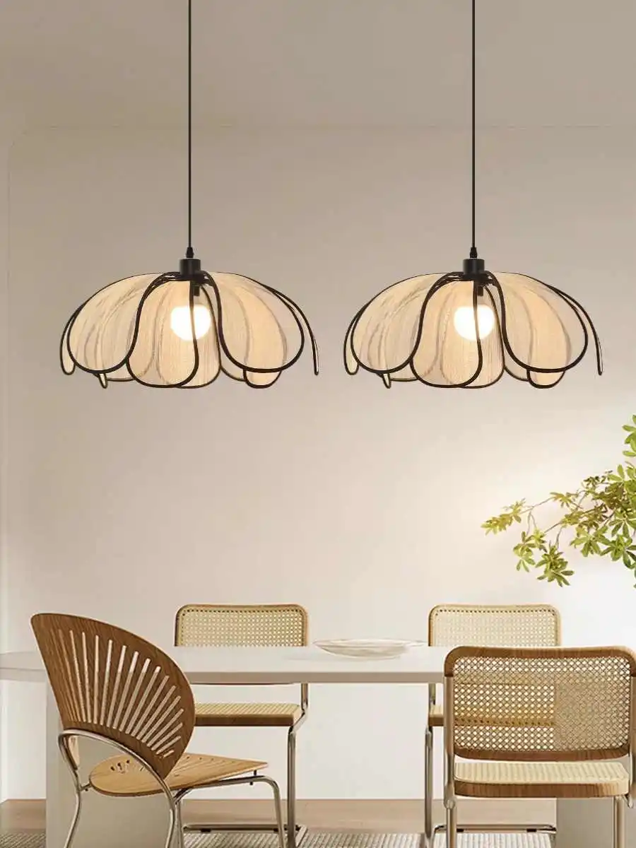 2026 Nordic Petal Dining Room Chandelier Hand-Woven Lotus Light Bedroom Living Room Lamp Art Lighting Lamps E27 Bulb