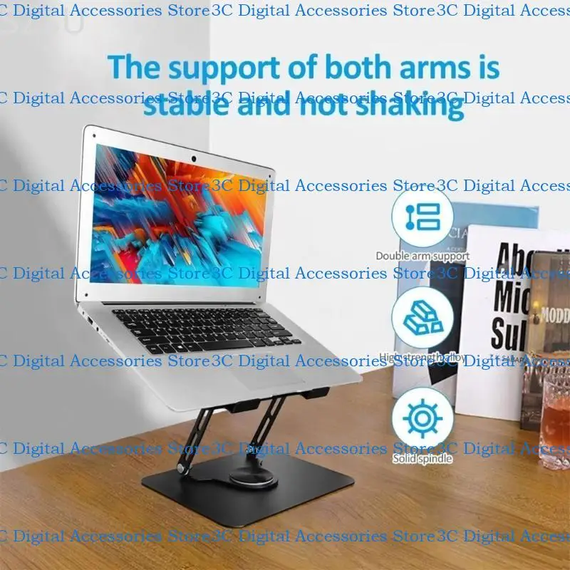 

SZSU 360° Rotating Laptop Stand, Notebook Holder Height Adjustable Carbon Steel Bracket Sturdy Notebook Stand