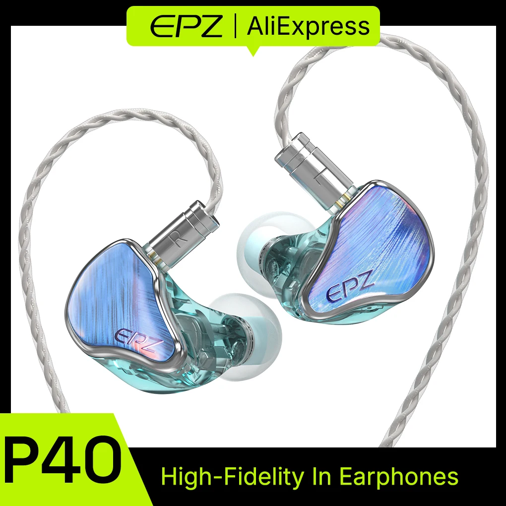 EPZ P40 Hybrid IEM 2DD+Planar+PZT Wired In Ear Earphones 0.78 2Pin Detachable Cable 3.5/4.4 Modular Plug HiFi Monitor Headphones
