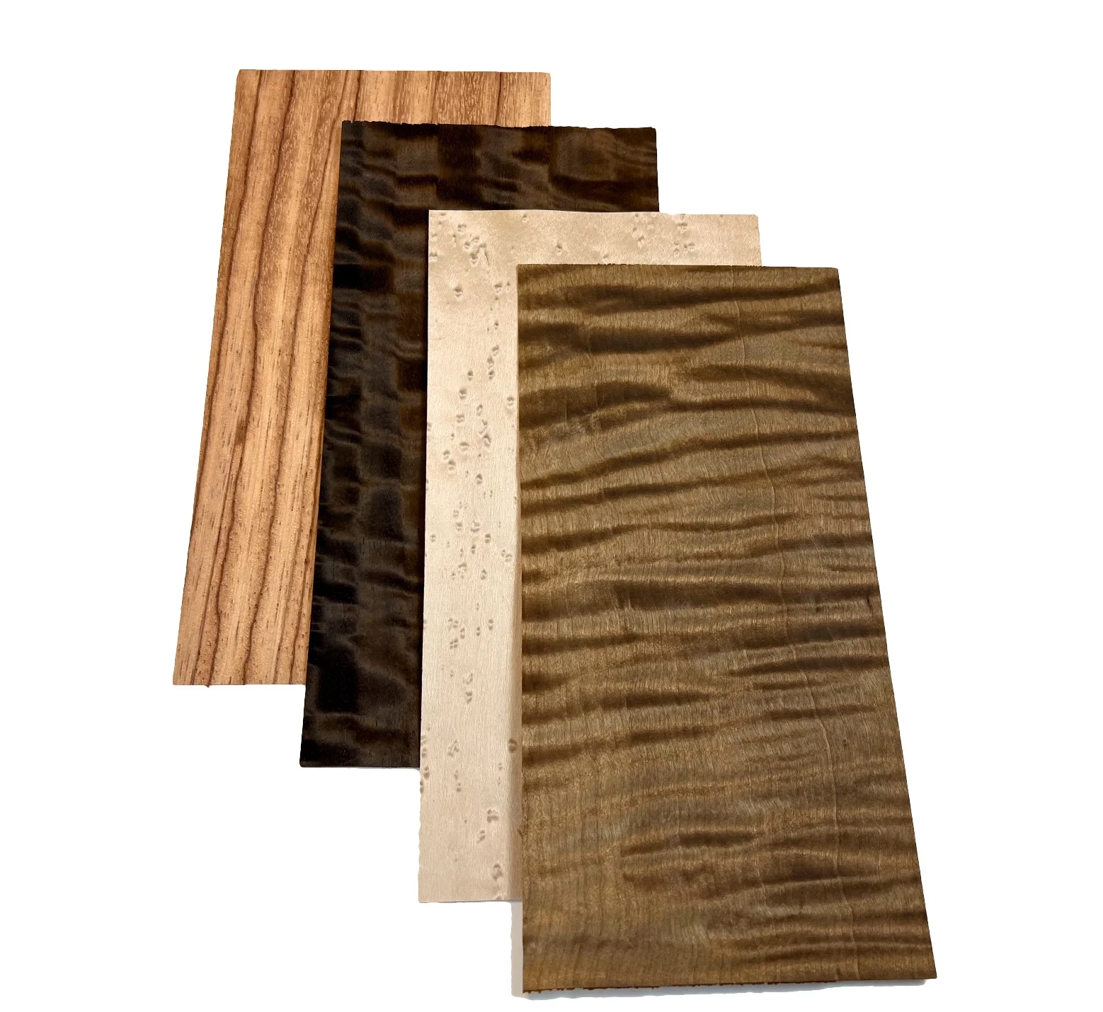 4pieces 20x10cm T:0.4-0.5mm Mixed Smoked Eucalyptus Maple  Wood Veneer Pack Marquetry Inlay Veneer Art Material