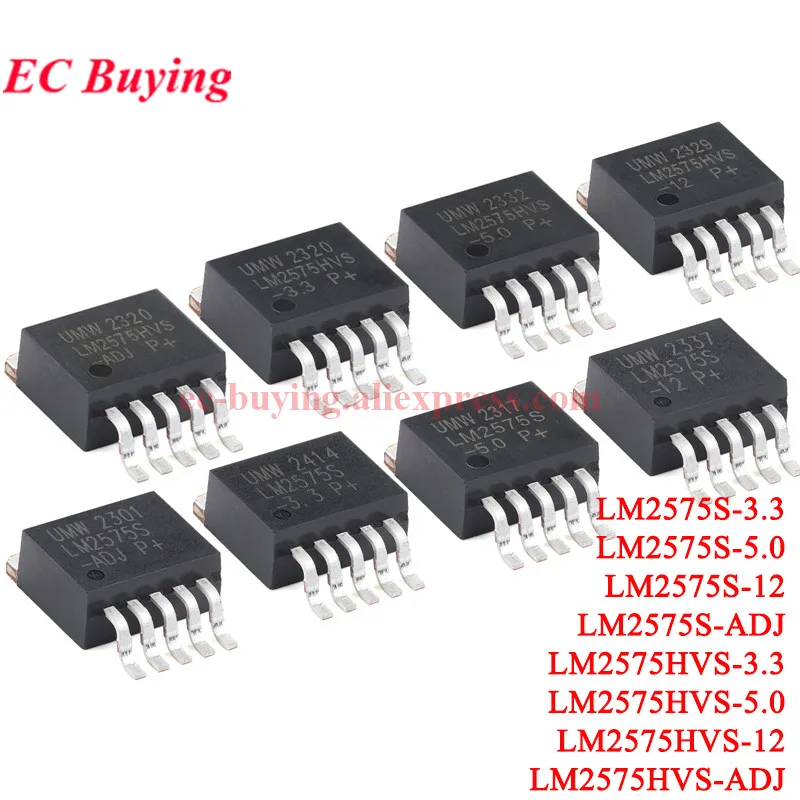 10Pcs/1pc LM2575HVS-3.3 LM2575HVS-5.0 LM2575HVS-12 -ADJ LM2575S 3.3V 5V 12V TO-263-5 2A Step-Down Switching Regulator Chip IC