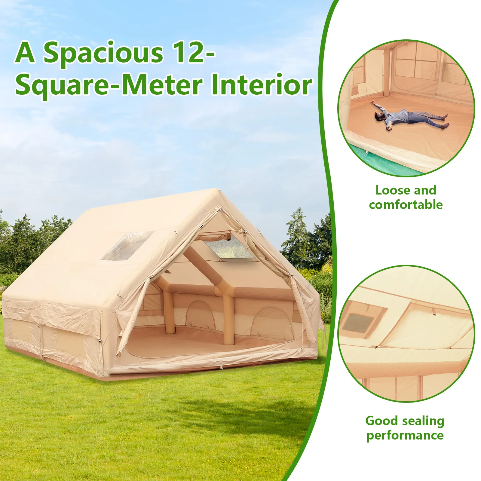 

Air Glamping Tents with Pump Glamping Camping Tents House Waterproof Windproof for Outdoors