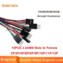 10PCS 2.54MM 2.54 Wire Dupont Line male to female 1P2 3 4 5 6 7 8 9 10 12 Pin Dupont cable connector JUMPER CABLE WIRE FOR PCB