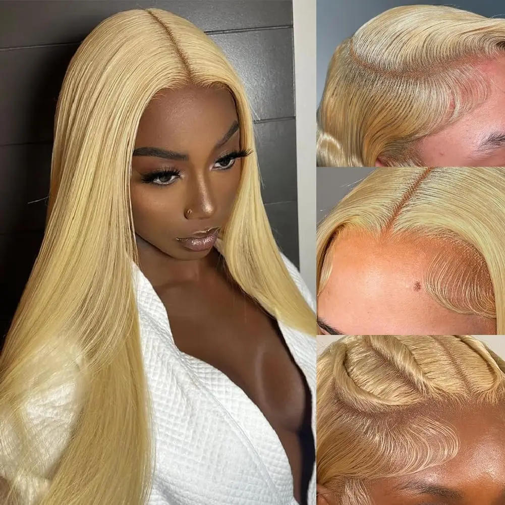 

13x4 HD Transparent Blonde Lace Frontal Human Hair Wigs Brazilian Bone Straight 13x4 Lace Front Human Hair Wigs