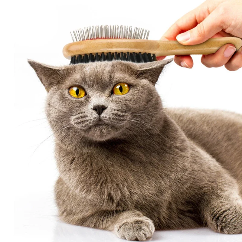 

Hot Selling Bamboo Long Handle Cat Dog Pet Grooming Comb Pet Slicker Brush Double Side Remove Hair Brush cat comb Dog comb Dogs