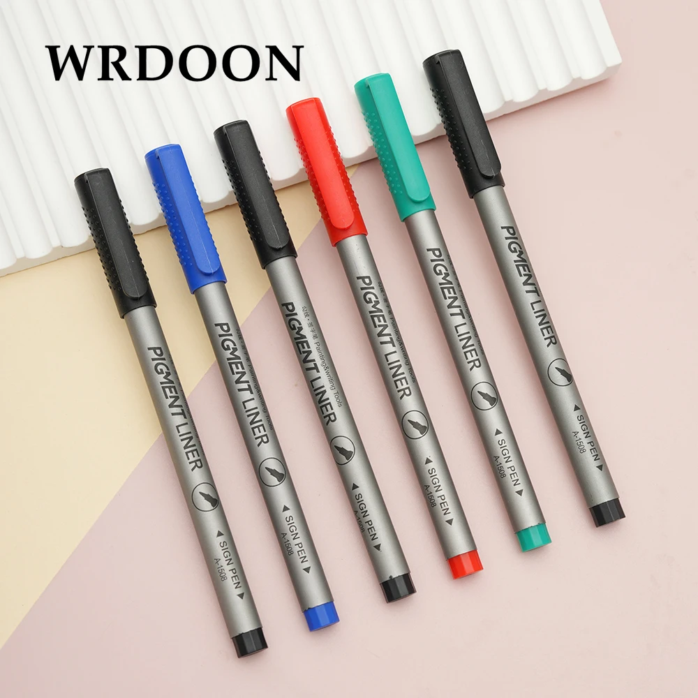 6pcs Waterproof Art Markers Brush Pen Office Student School Painting Line Drawing Black Fine Sketch Pens Art Supplies 0.5mm